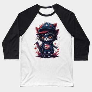 Patriotic Cat Baseball T-Shirt